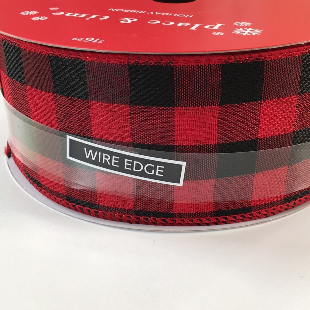 WIDE 2.5” ribbon BUFFALO PLAID Wire Edge huge checker 33 yd roll NEW Roll fabric